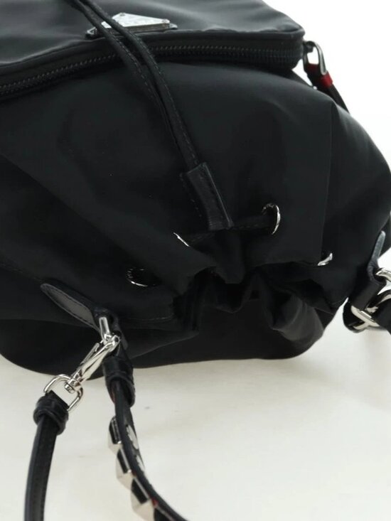 PRADA Purse Shoulder Bag Nylon 2way Black Silver Auth 175065SAM main image 8